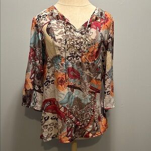 Chico's Vibrant Patchwork Women's Top